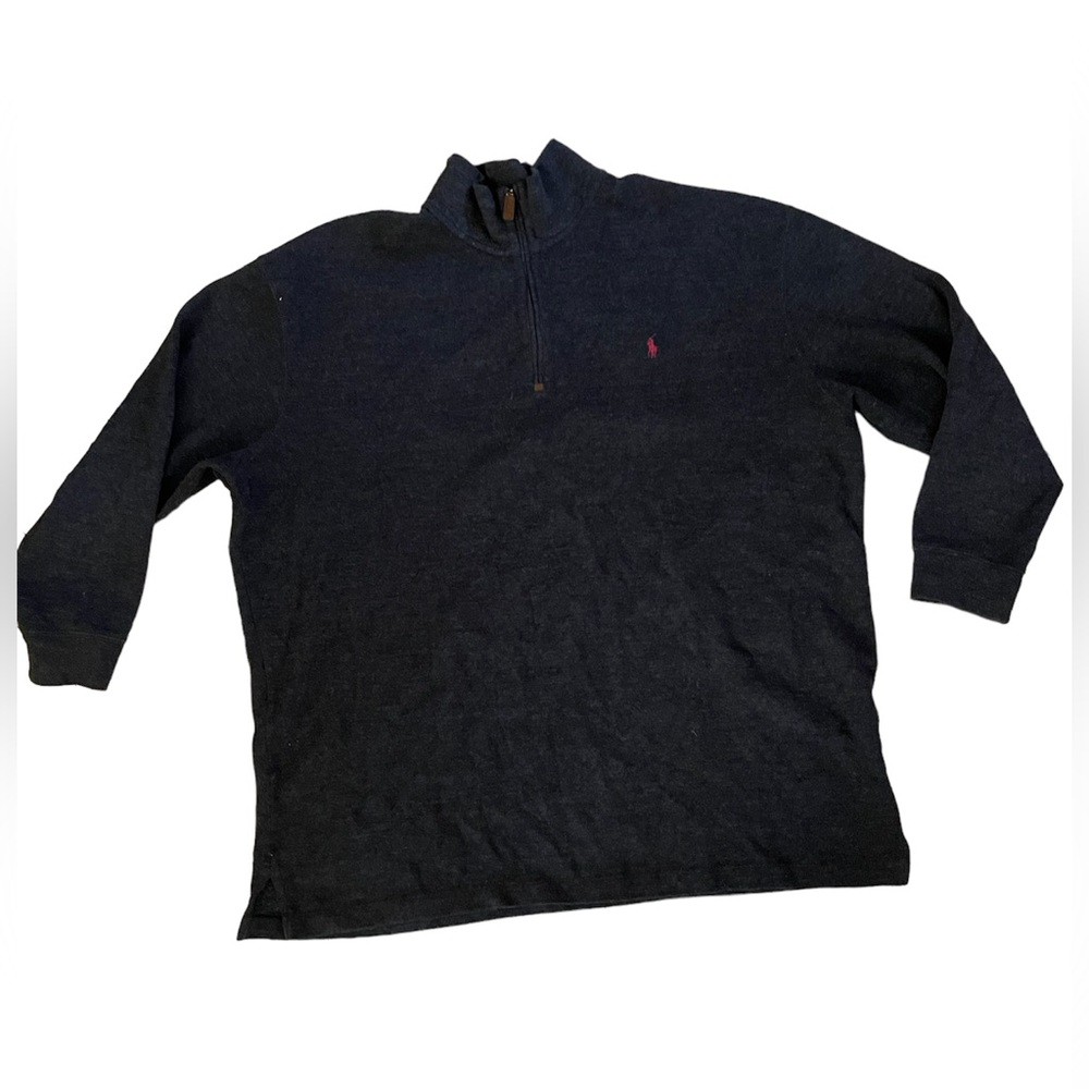 Polo by Ralph Lauren Quarter Zip Sweater-Heather Black-3X